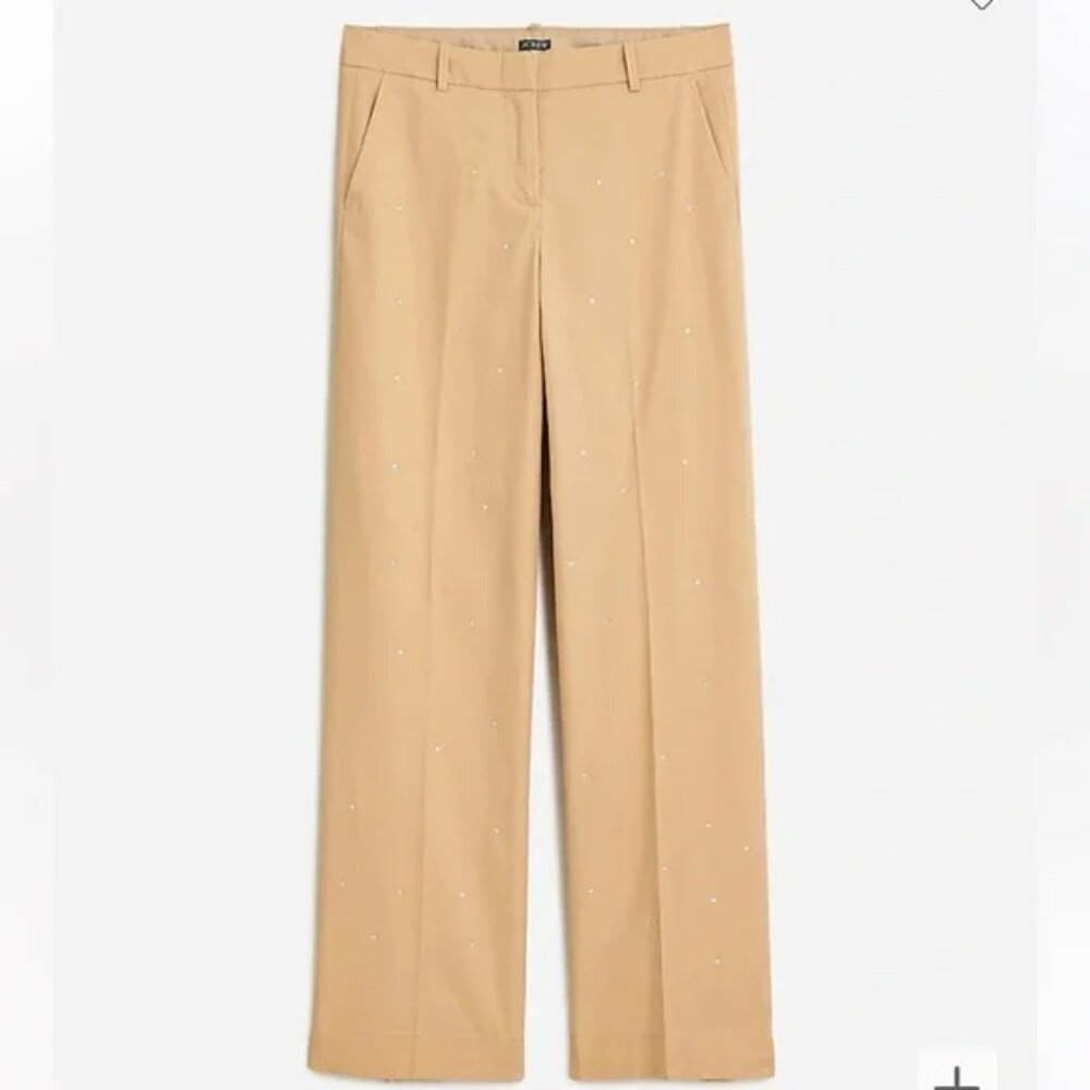 J. Crew Full-length Sydney Wide-Leg Chino Pant with Rhinestones 8